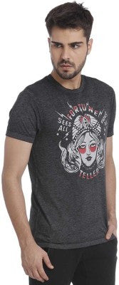 Jack & Jones Graphic Print Men's Round Neck Grey T-Shirt